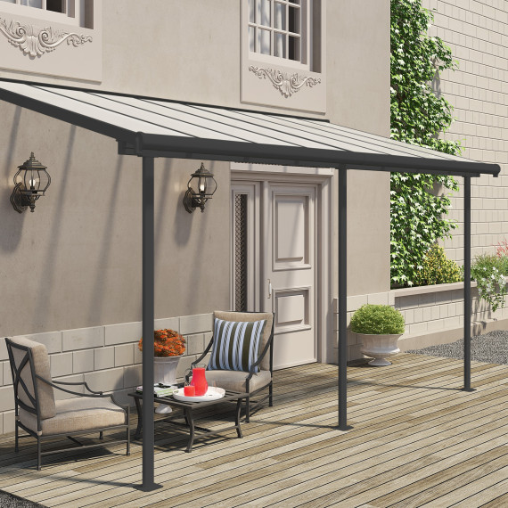 Terrassetak i kun 2,3m dybde. Perfekt til smale verandaer eller balkong.
