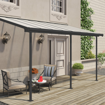 Terrassetak i kun 2,3m dybde. Perfekt til smale verandaer eller balkong.